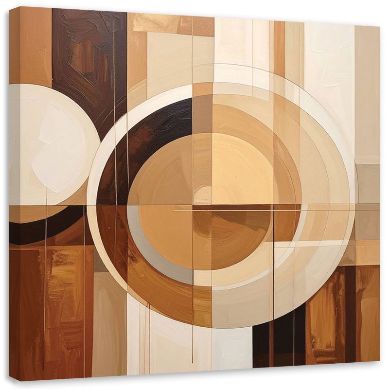 Obraz do salonu sypialni biura Feeby Abstrakcyjne geometryczne formy w beżu 40x40cm 1szt