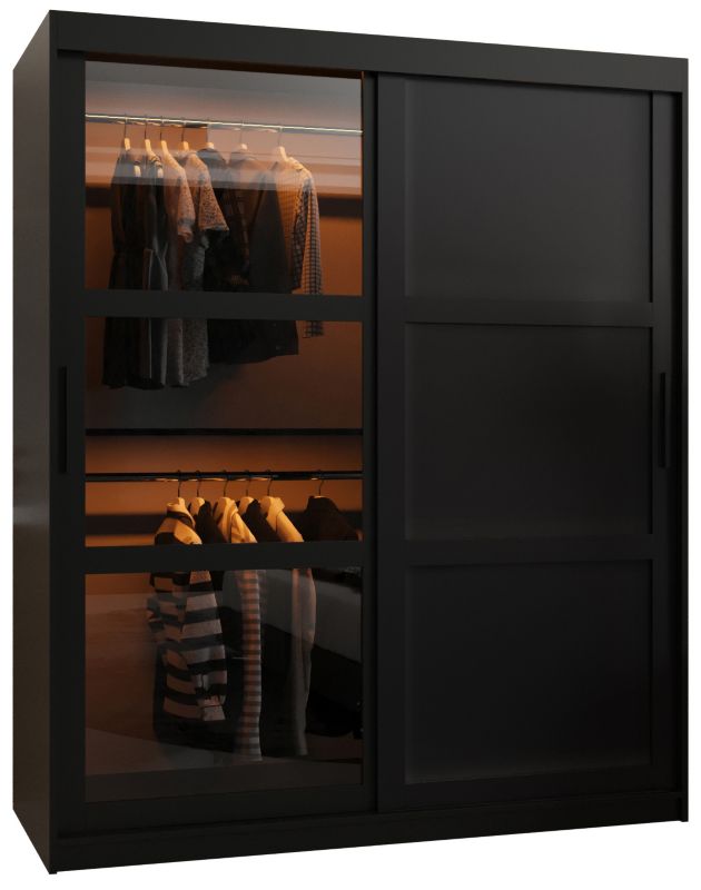 Szafa Abiks Meble przesuwna Garderoba DOME 3 150 czarny + oświetlenie LED 1 szt.