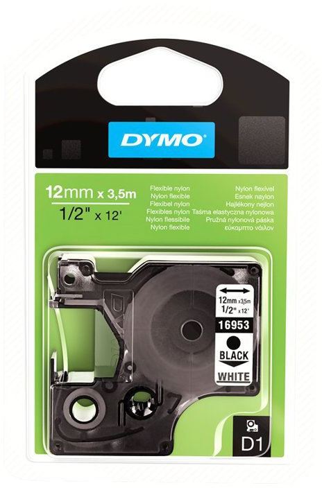 DYMO taśma nylonowa 12mm x 3.5m biały – nadruk czarny