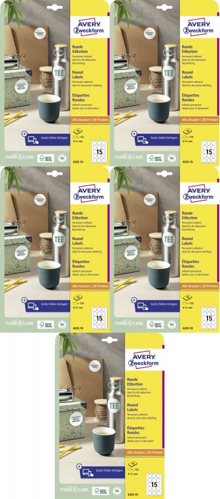 Avery Zweckform etykiety okrągłe 51 mm, 10 ark., 150 szt., biały