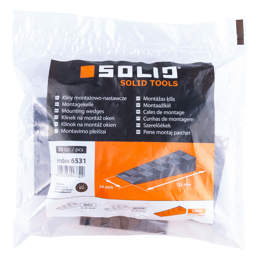 Kliny montażowe Mega 15x43x87mm 20 sztuk Solid