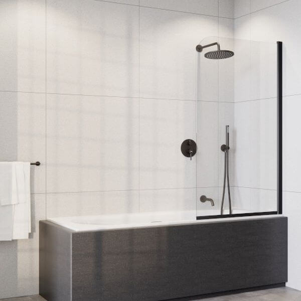 Besco Prime Black parawan nawannowy 70 cm 1-częściowy czarny mat/szkło przezroczyste PNPB-1S