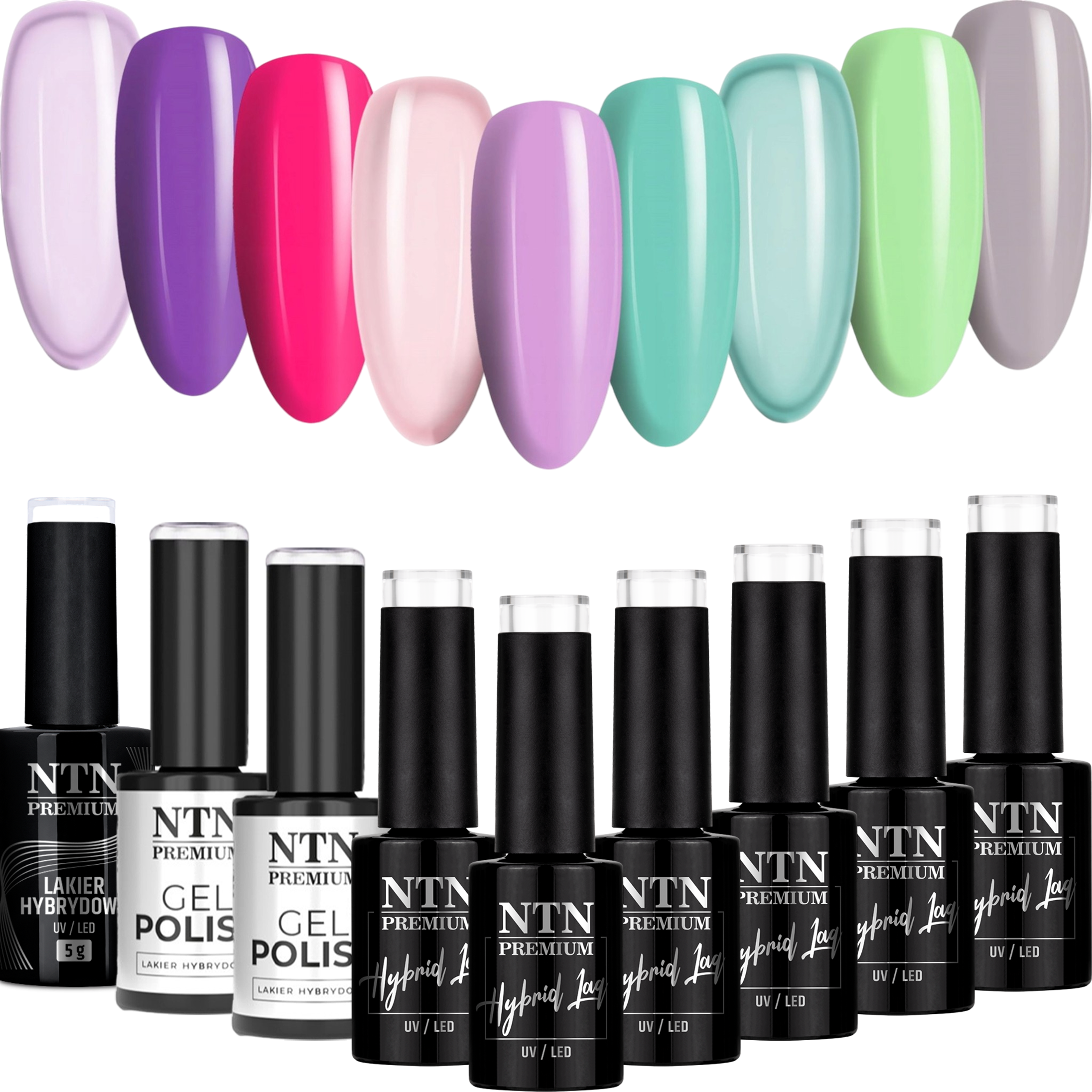 9x Lakier hybrydowy NTN 5g Garden Party ZESTAW Wiosenny Pastelowy 9w1