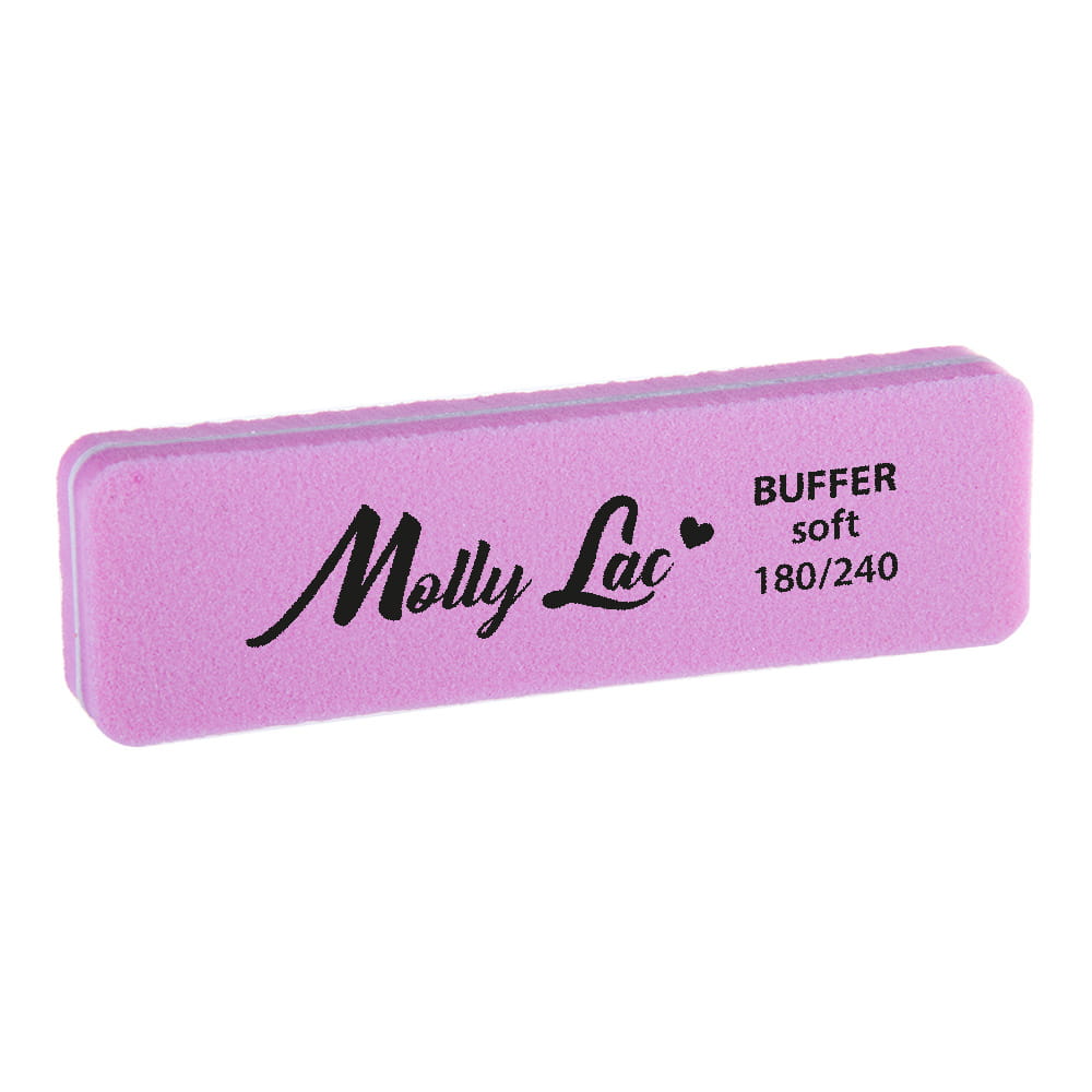 Polerka dwustronna Buffer mini szeroka Soft 180/240 różowa MollyLac