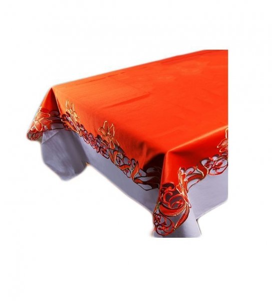 Wiosenny Obrus Haftowany GRACJA 150x260 kolor: czerwony