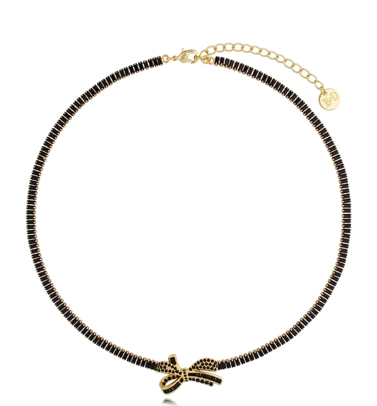 Naszyjnik czarny z kokardką Gold Bow NS0145