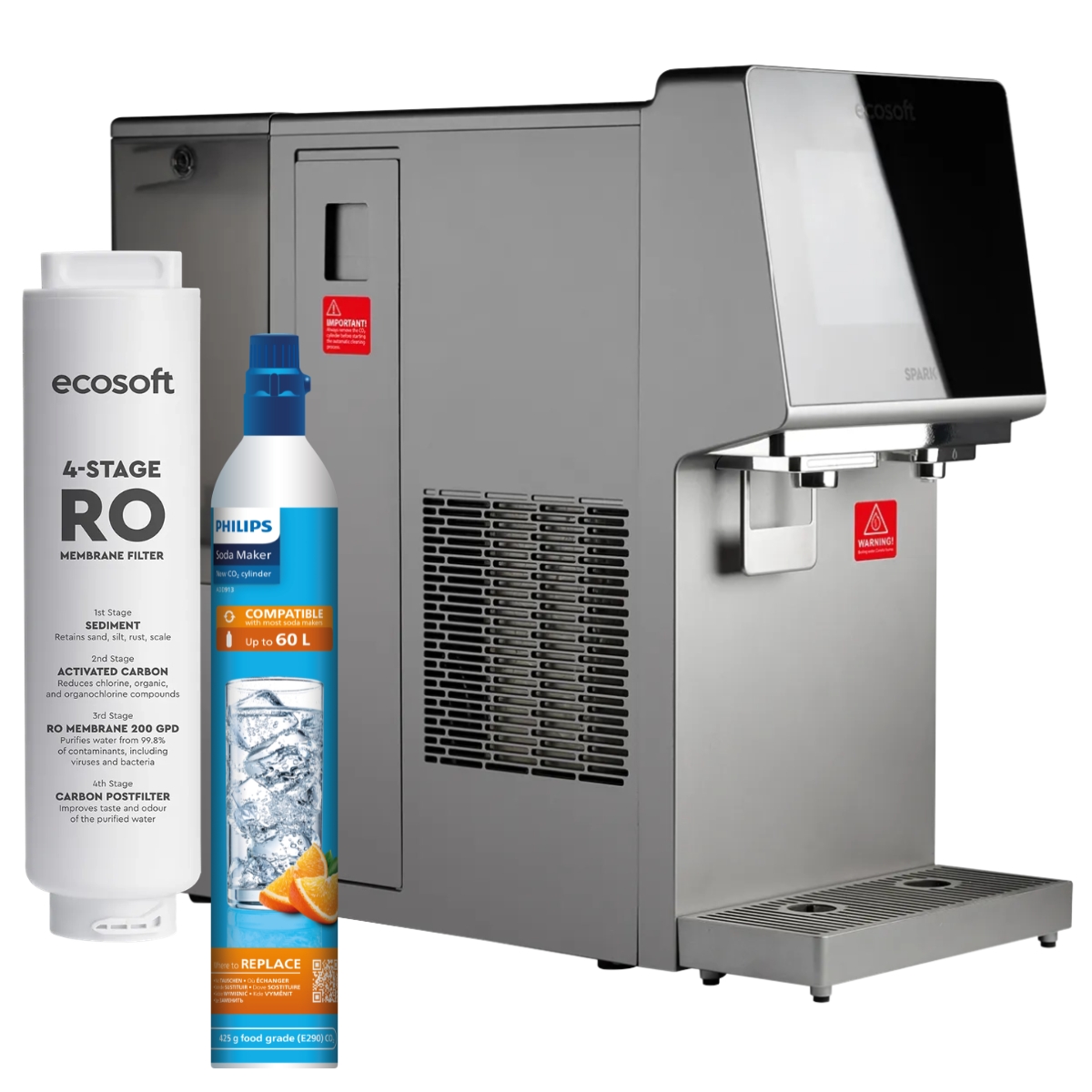 Dystrybutor wody z odwróconą osmozą Ecosoft SPARK. Zestaw z butlą CO2.