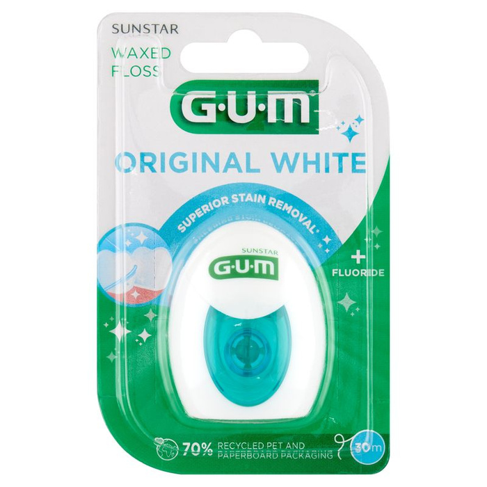 GUM ORIGINAL WHITE Nić dentystyczna woskowana, 30 m