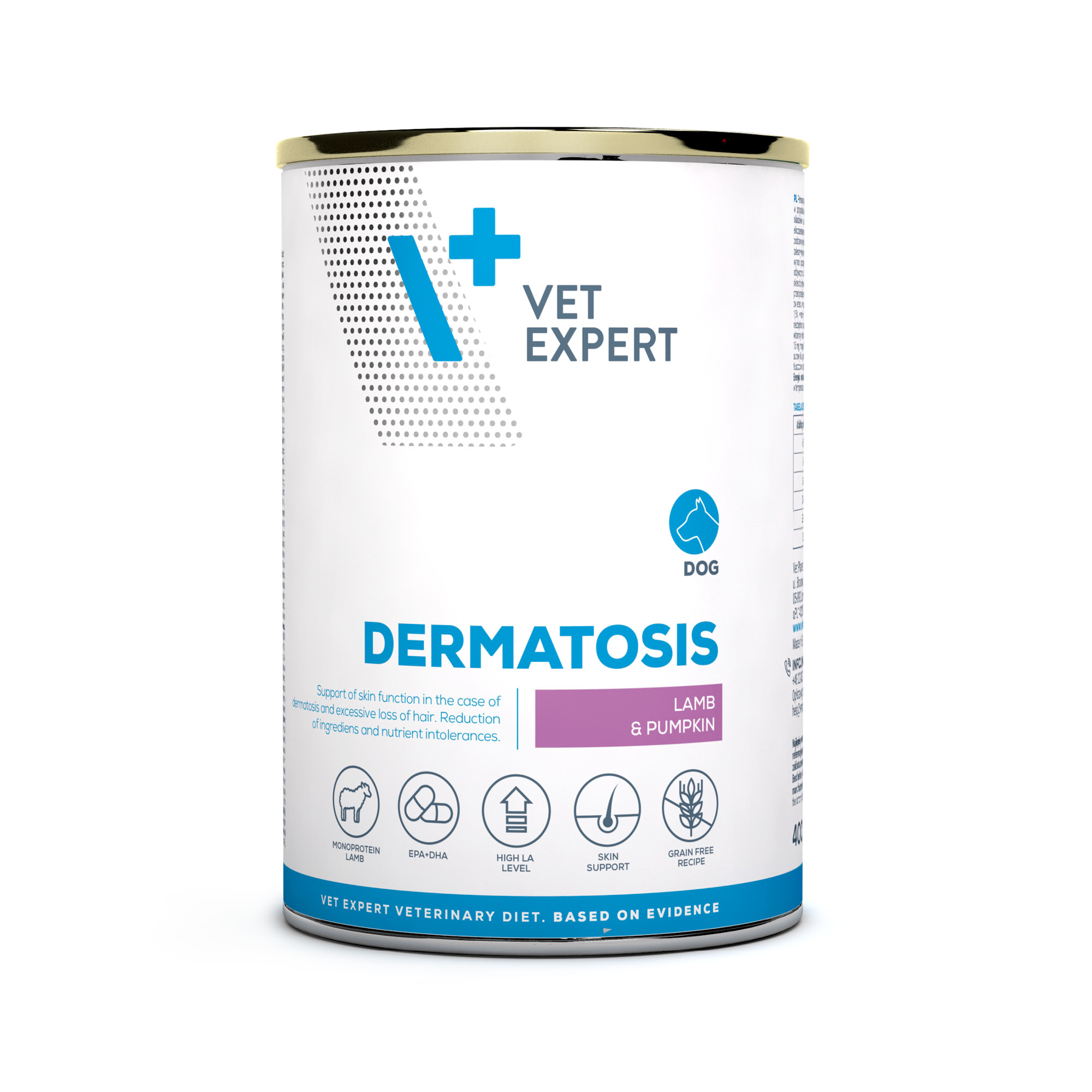 VET EXPERT DERMATOSIS DOG LAMB&PUMPKIN 400g - mokra karma weterynaryjna dla psów