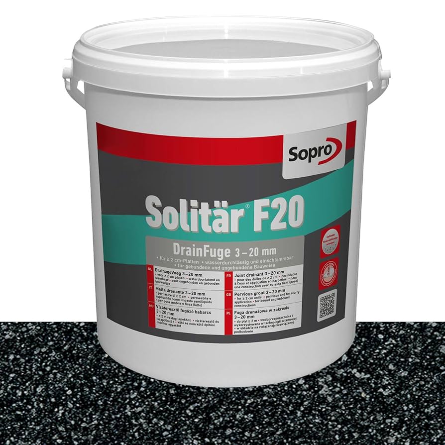 SOPRO SOLITAR F20 FUGA DRENAŻOWA ANTRACYT 66 25 KG DO TARASU BRUKU CERAMIKI