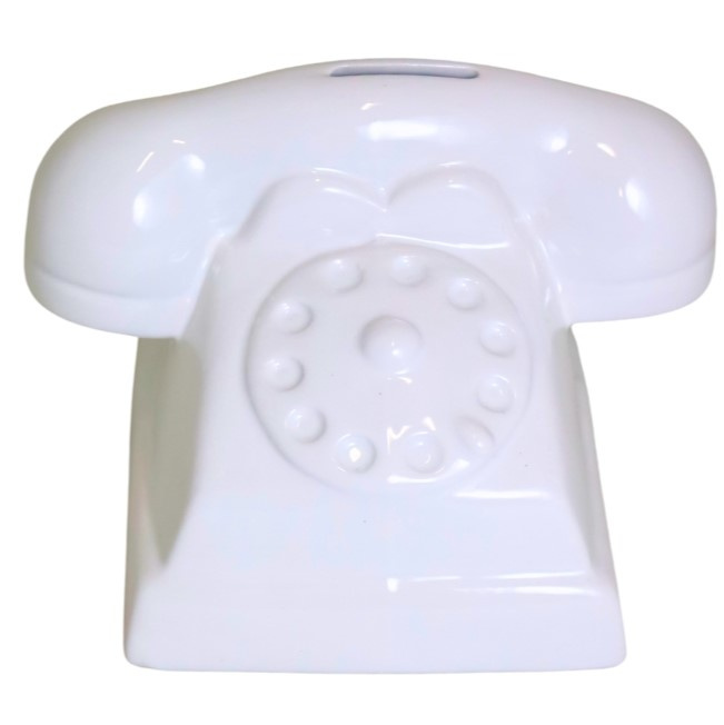 Telefon ceramiczny biały skarbonka 21x17cm