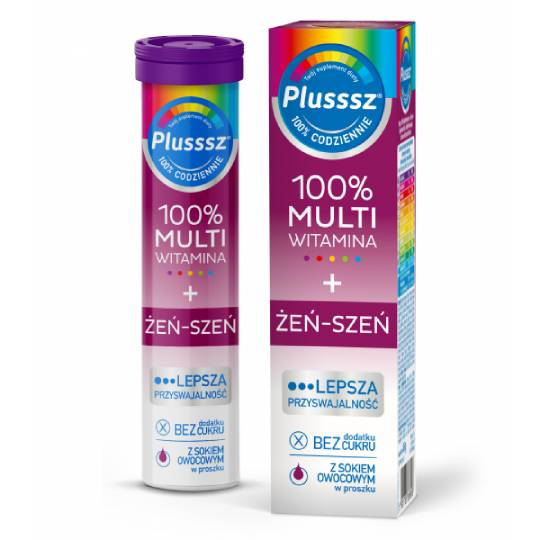 Plusssz 100% multiwitamina + żeń-szeń, 20 tabletek musujących