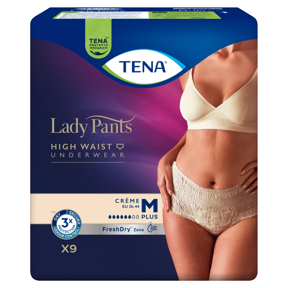 Tena lady pants plus creme - majtki chłonne, rozmiar m, 9 sztuk