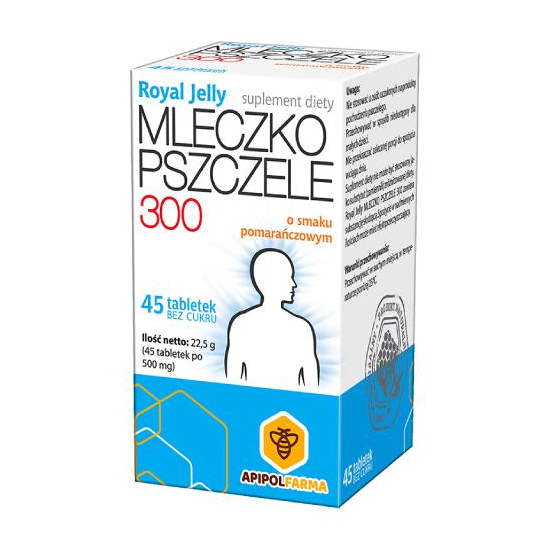 Royal jelly mleczko pszczele, smak pomarańczowy, 45 tabletek do ssania