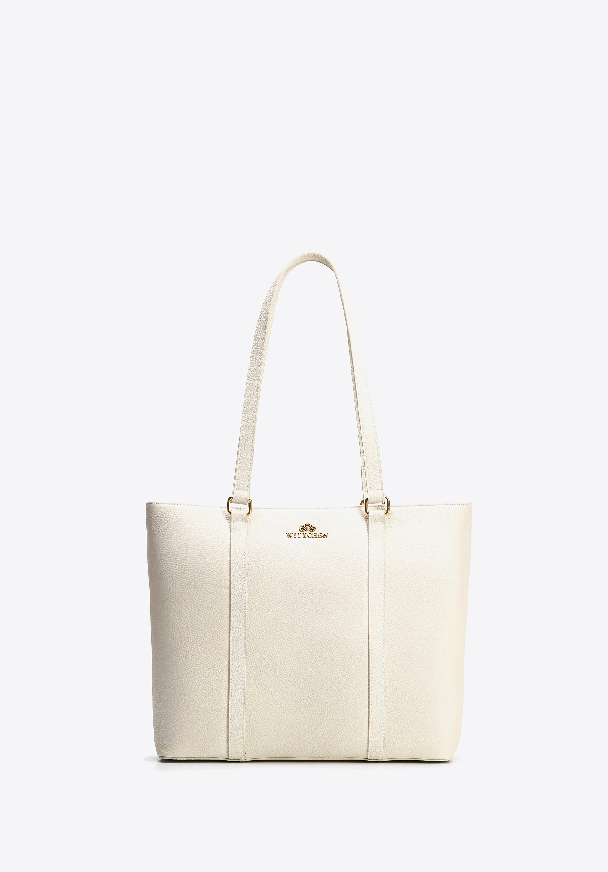 Elegancka torebka shopperka ze skóry naturalnej kremowa