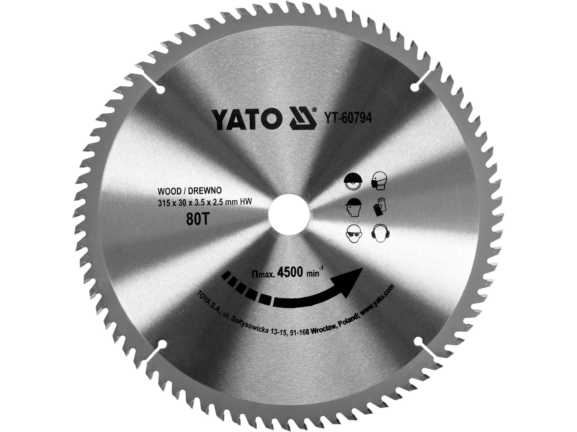 Tarcza widiowa do drewna YATO 315x30mm 80 zębów piła tnąca grd YT-60794