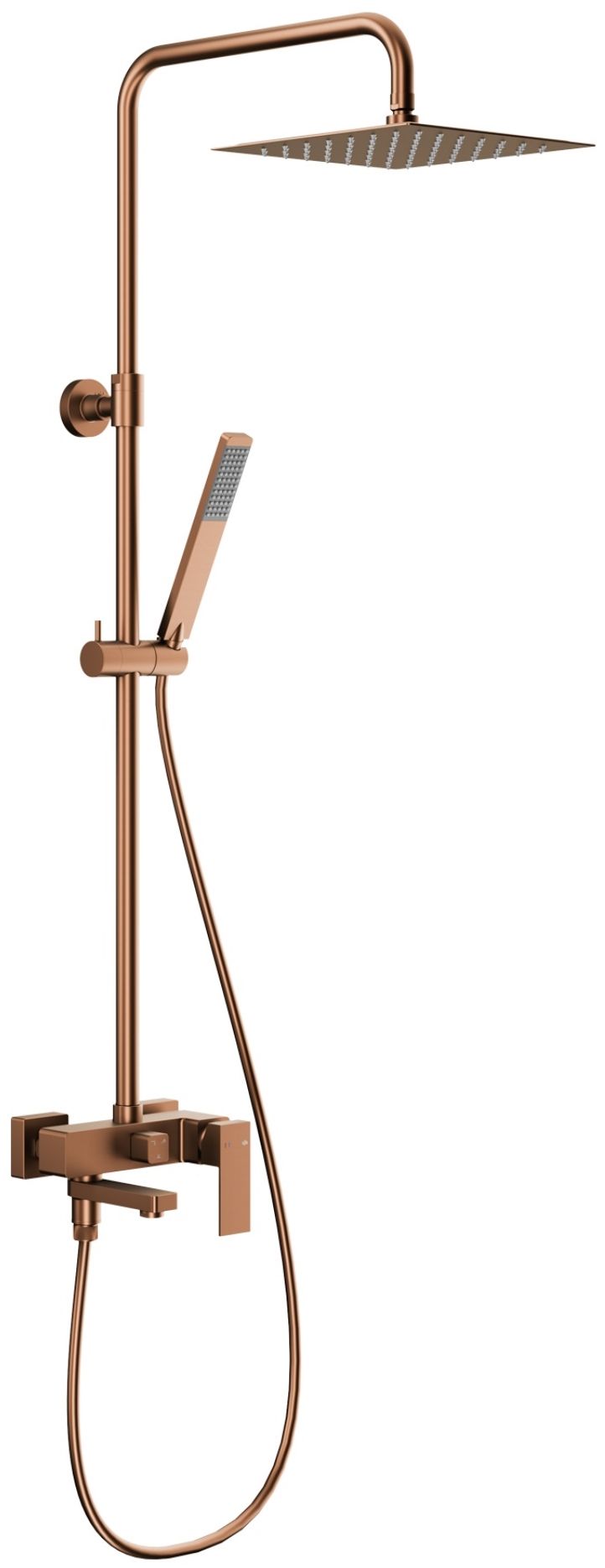 Darmowa Dostawa - Zestaw wannowo-prysznicowy ścienny z deszczownicą miedź KFA Armatura Logon Brushed Rose Gold 513692534