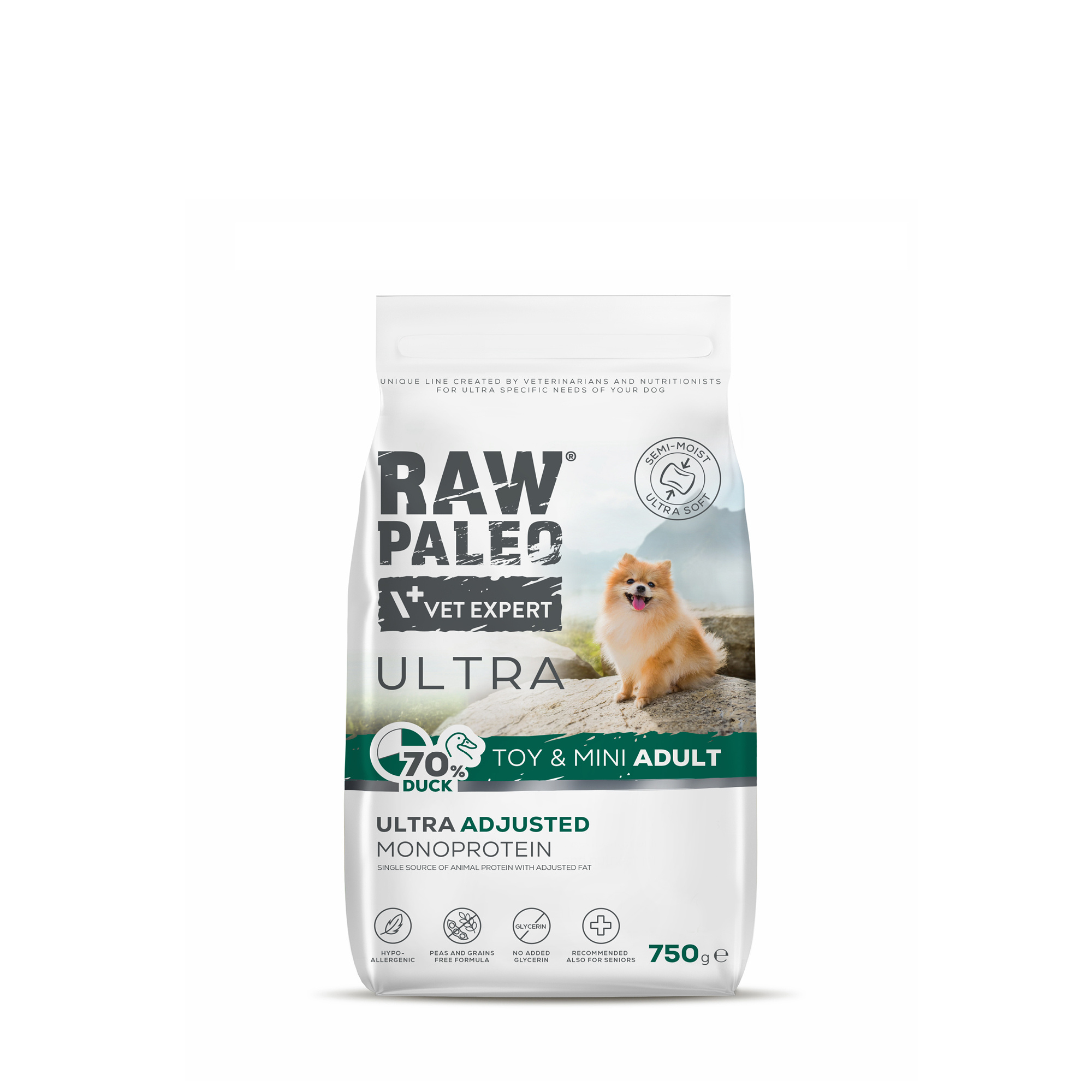 RAW PALEO ULTRA DUCK TOY&MINI ADULT - półwilgotna karma z kaczką dla psów dorosłych ras małych i miniaturowych