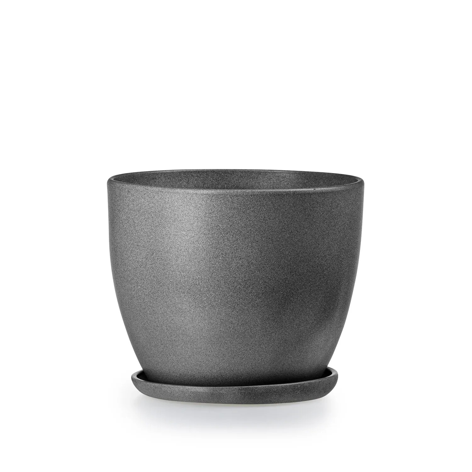 Doniczka z podstawką grafit - 24 cm