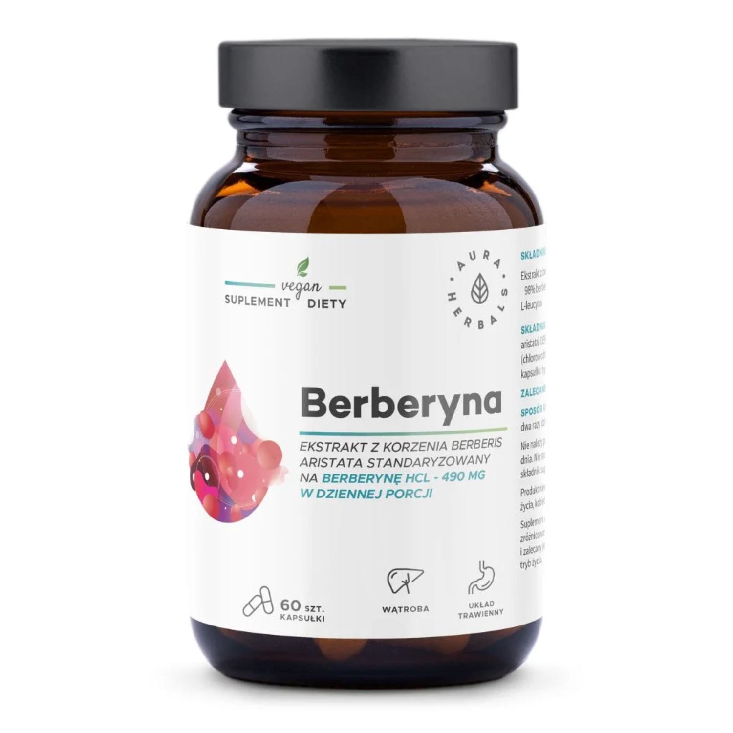 Aura herbals berberyna 490 mg hcl, 60 kapsułek