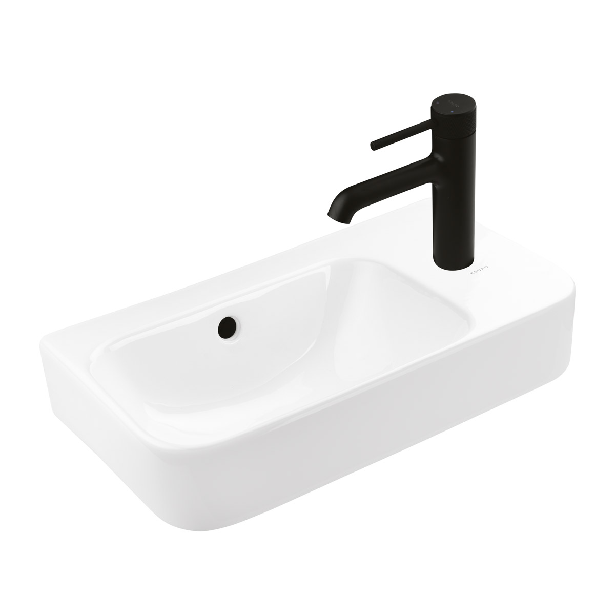 Ksuro 107 umywalka 45x26 cm nablatowa prostokątna prawa z powłoką Intelligent Coat biała 21804000 - Wysyłka w 24h