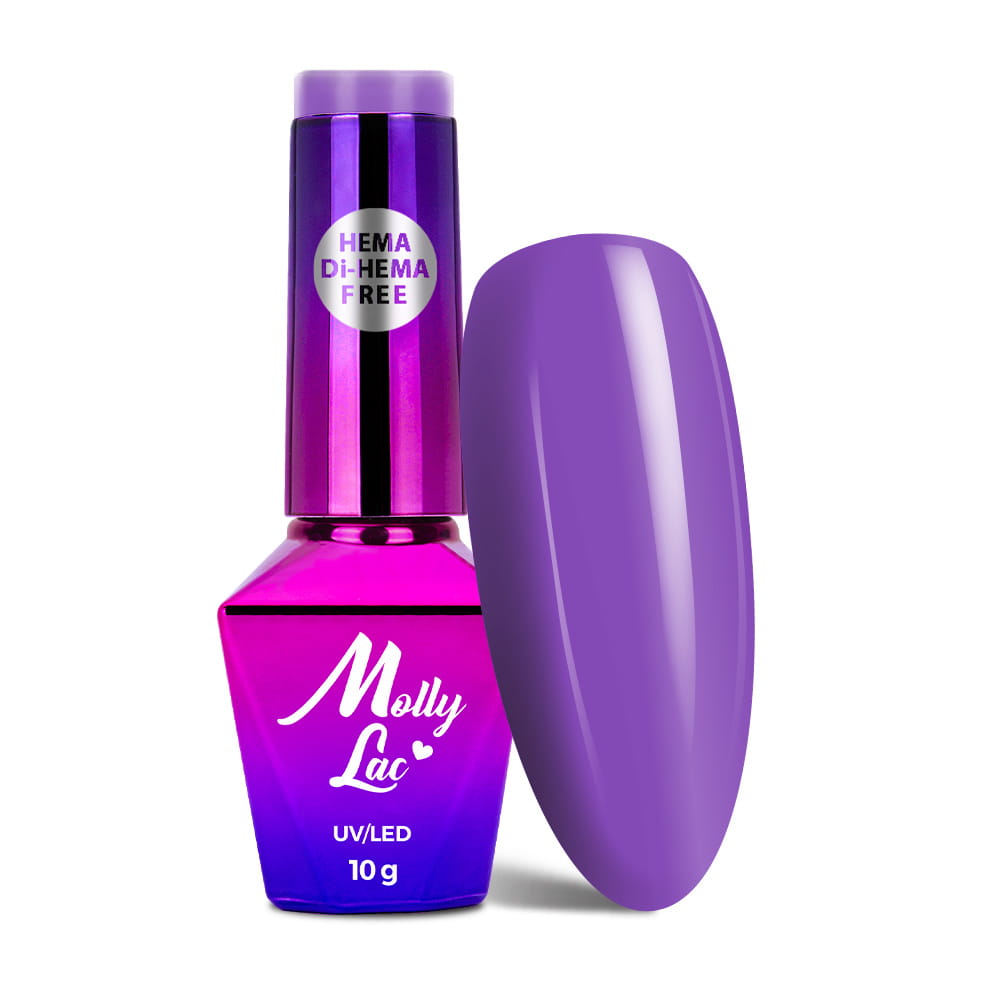 Lakier hybrydowy LED/UV Gel Polish MollyLac Power Flower Nr 726 Purple lavender HEMA/Di-HEMA Free 10g