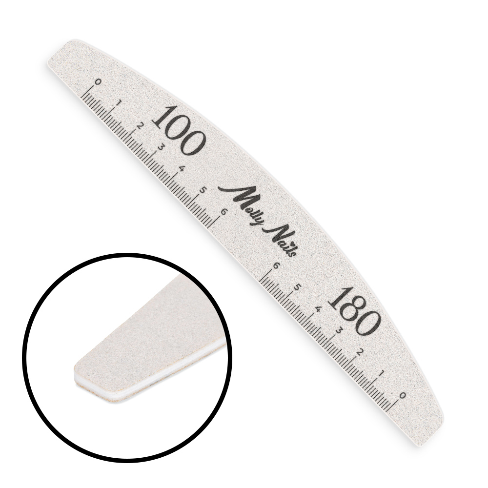Pilnik mineralny do paznokci łódka półksiężyc 100/180 zebra standard MollyNails