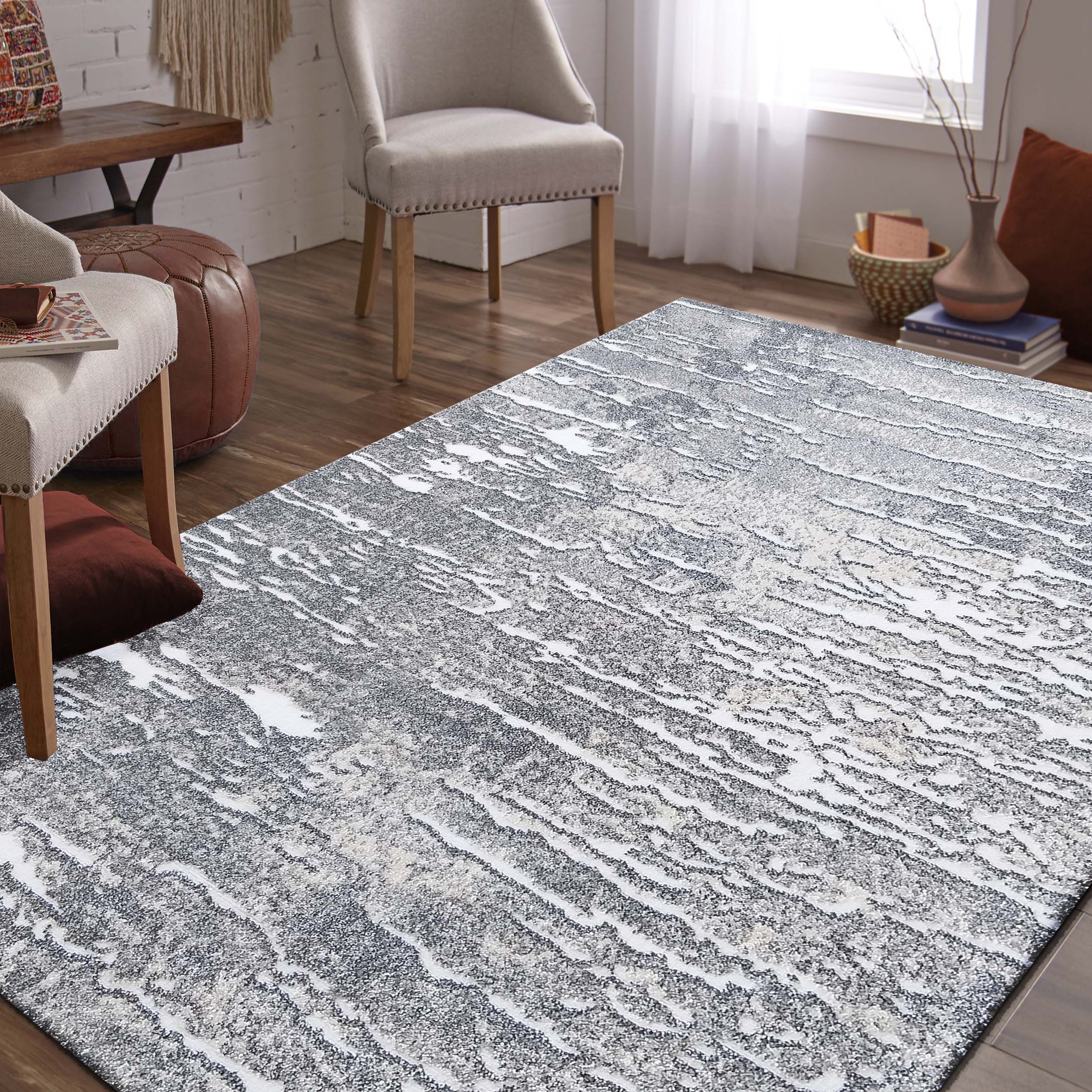 Dywan - 80 x 150 cm - Szary z kremowym - Nowoczesny - Dywanopol