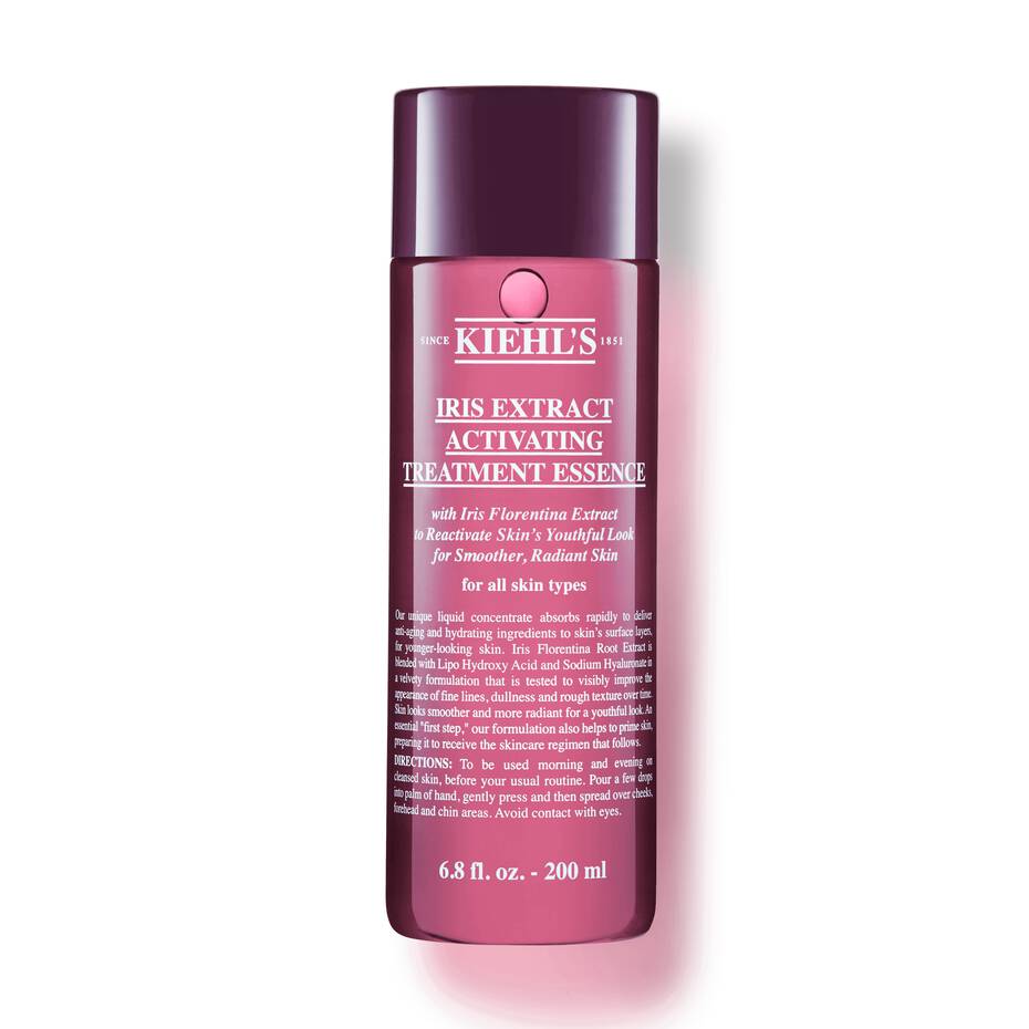 Kiehl's Iris Extract Activating Treatment Essence - Przeciwstarzeniowa esencja do twarzy 200 ml Opakowanie z pompką