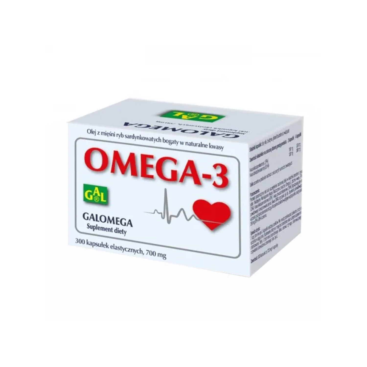 Gal - galomega omega-3, olej z mięśni ryb sardynkowatych, na serce, 300 kapsułek