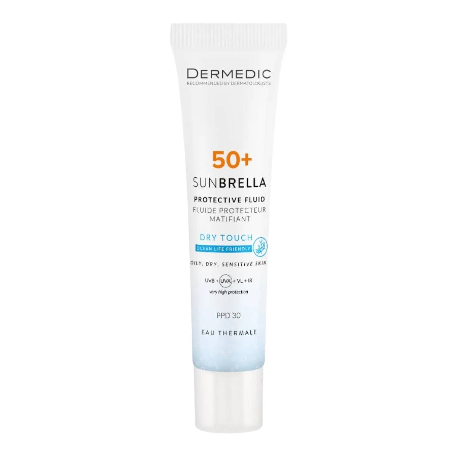 Dermedic sunbrella - nawilżający lekki krem ochronny do twarzy, skóra wrażliwa, spf 50+, 40 ml