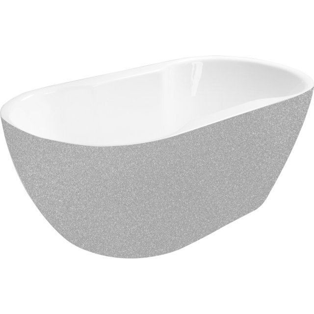 BESCO Wanna wolnostojąca NAVIA SREBRNA 160x80 maskownica syfonu z prz