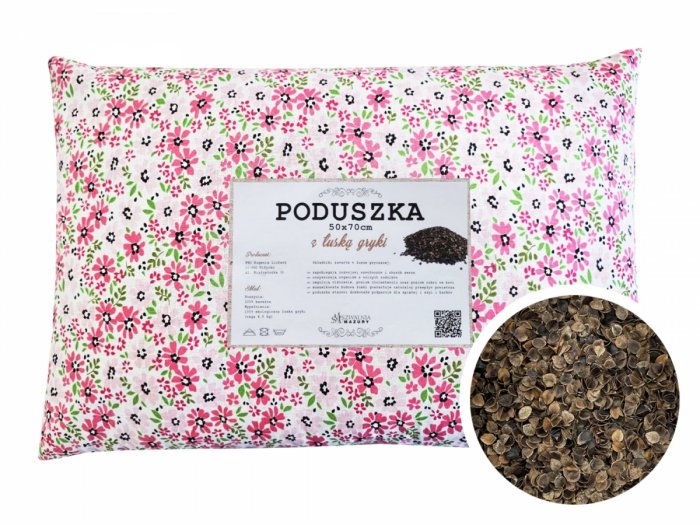 Poduszka z łuską gryki 50x70 wz. 10 różowe kwiatki