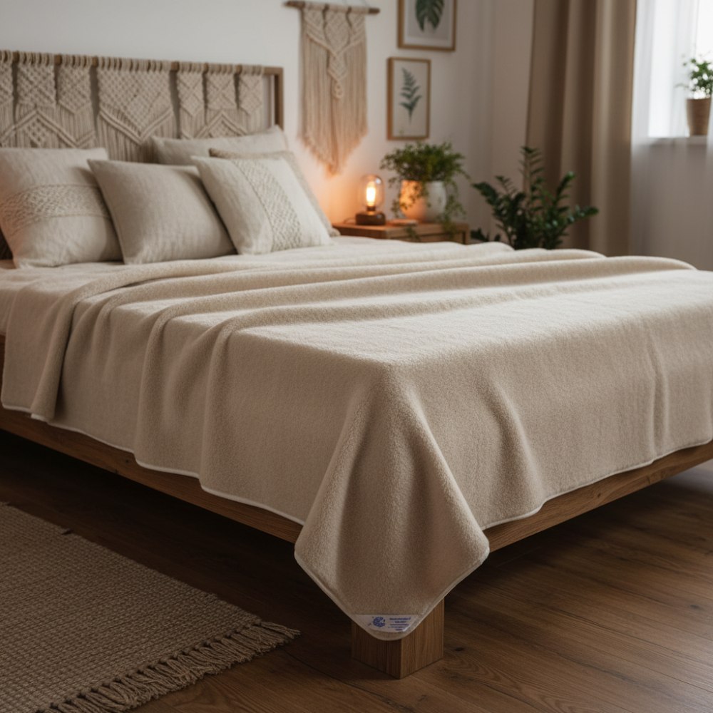 Koc wełniany camel jasny 100x140 (+-5cm)