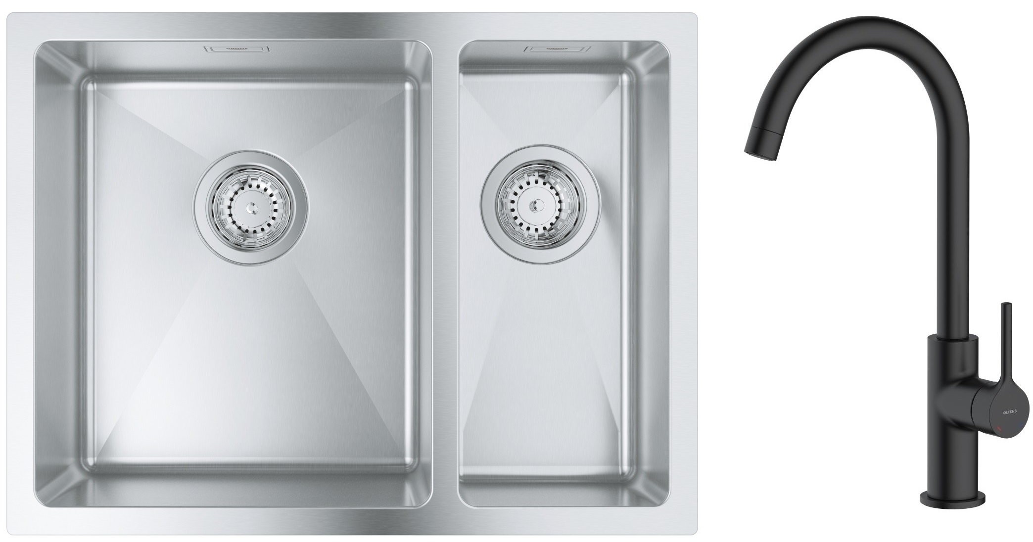 Darmowa Dostawa - Zlewozmywak z baterią stal / czarny Grohe K700 abset4869