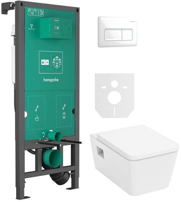 Darmowa Dostawa - Zestaw miska z deską i stelaż z przyciskiem Hansgrohe EluPura Original Q abset12170