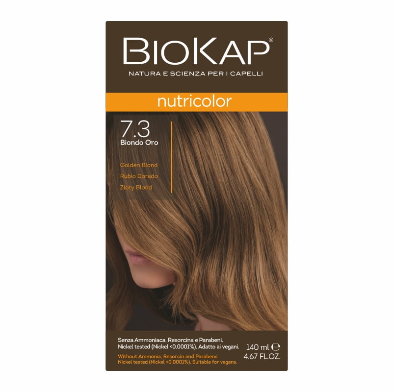Biokap Nutricolor Farba do Włosów | Złoty Blond 7.3 | Pokrywa Siwe Włosy | Bez Amoniaku