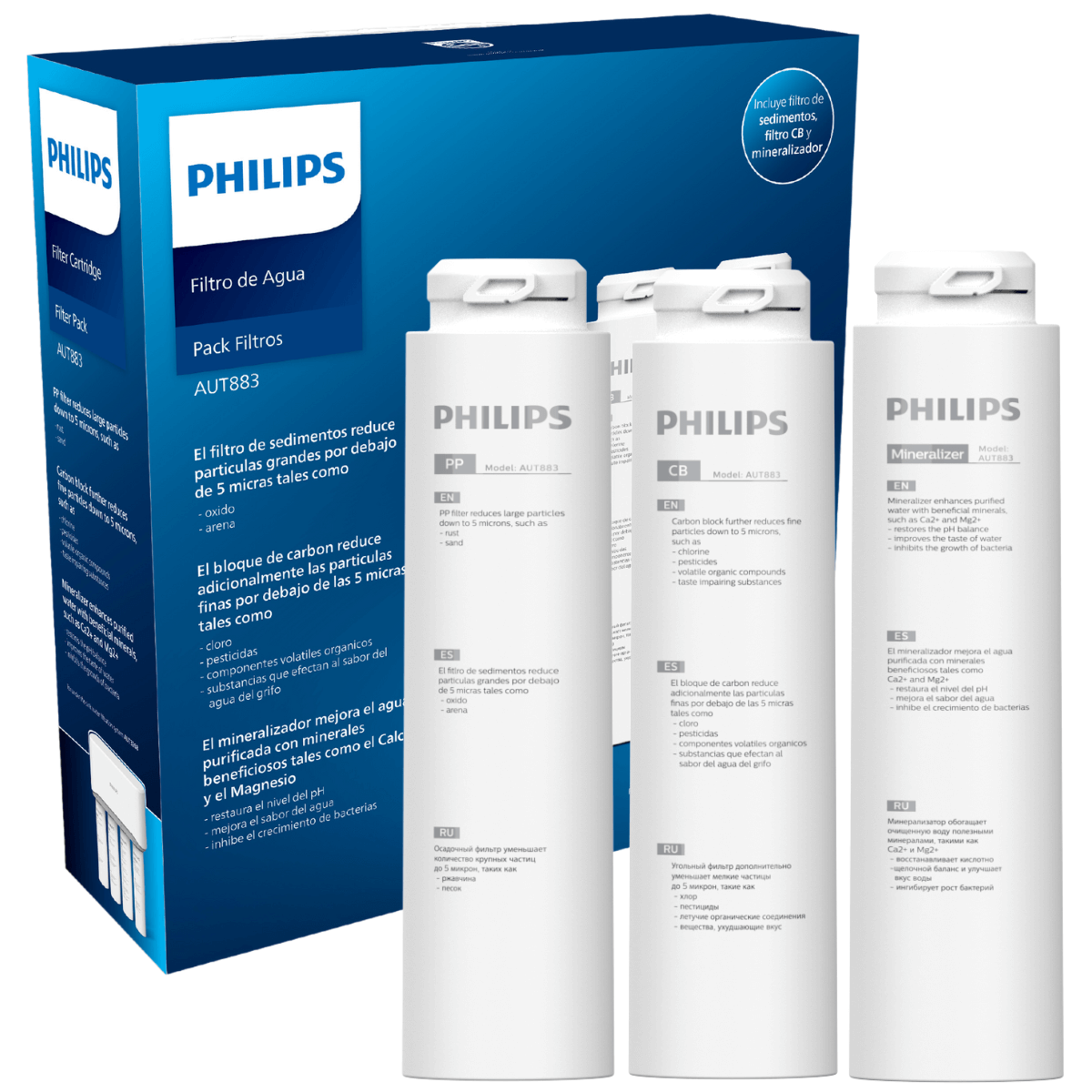 Filtry wymienne PP, CB, Mineral PHILIPS Aqua Shield AUT883. Filtr wymienne do PHILIPS UTS AUT3268/10.
