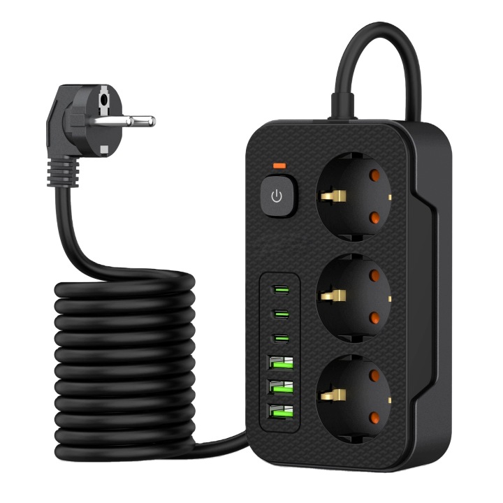 Listwa zasilająca 3m 3 gniazd DA714B 6xUSB 3xUSB 3xUSBC - Henryx24