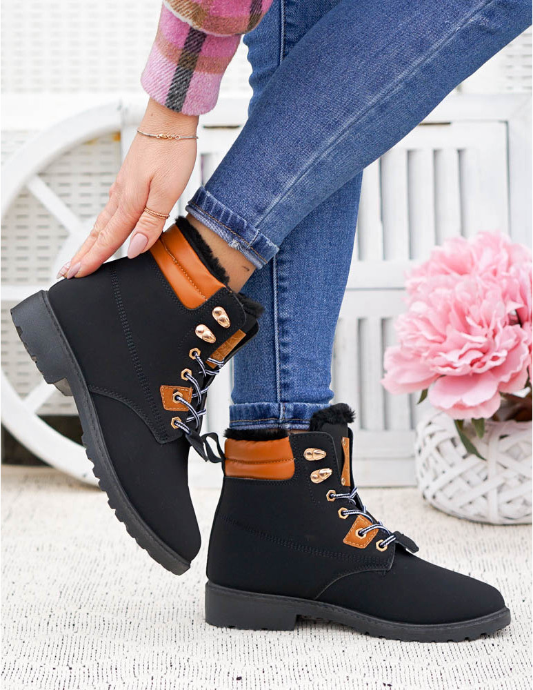 Trapery Buty Zimowe Botki Ocieplane Solid