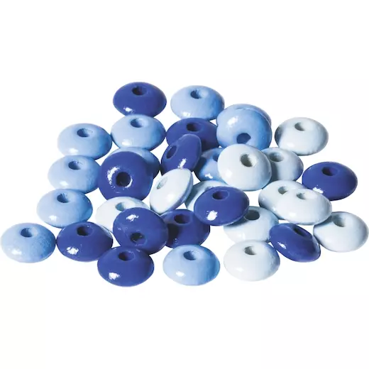 niebieskie koraliki drewniane elipsa fi10mm 33szt MIX KNORR