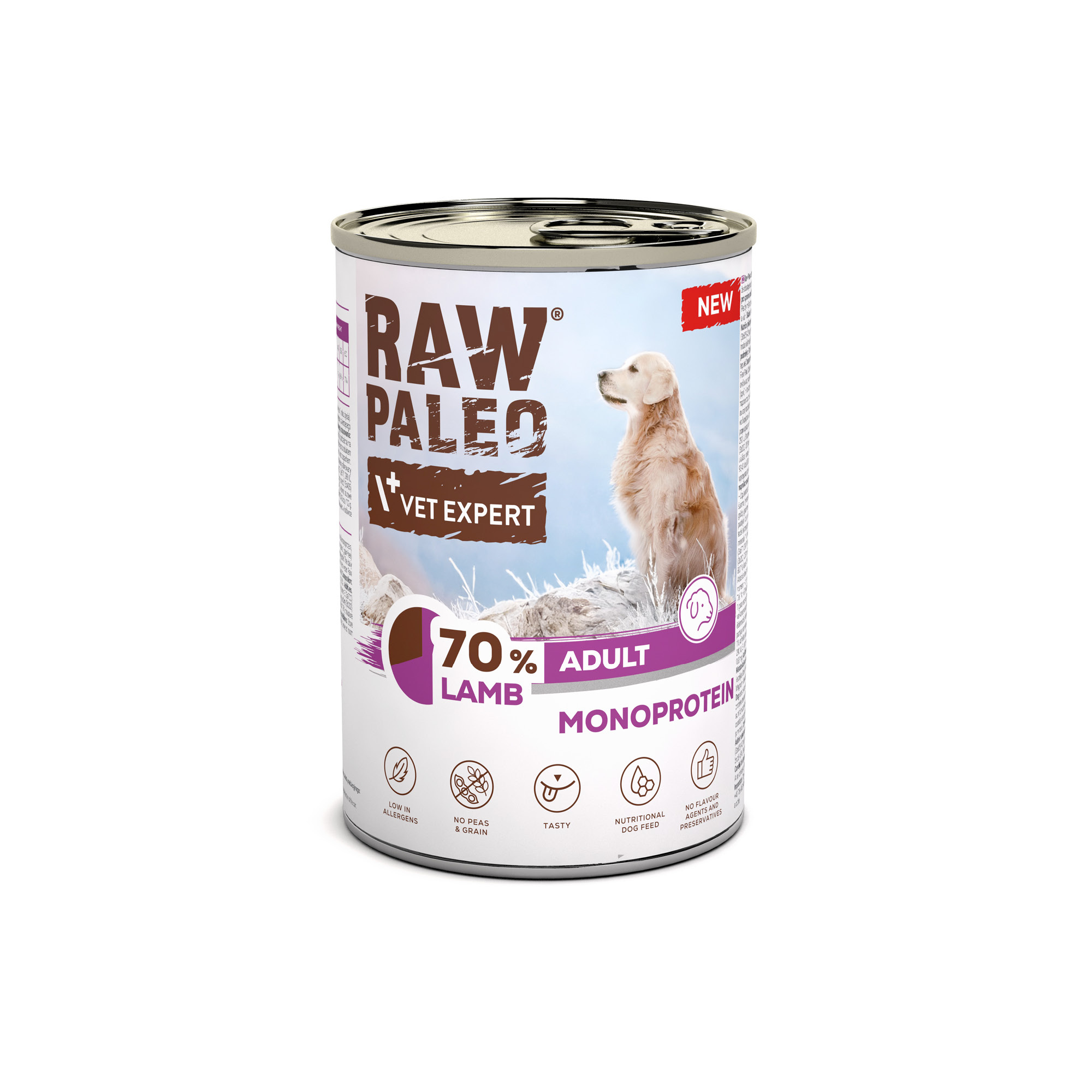 RAW PALEO ADULT DOG LAMB 400g - mokra karma dla psów dorosłych monoproteina z jagnięciną