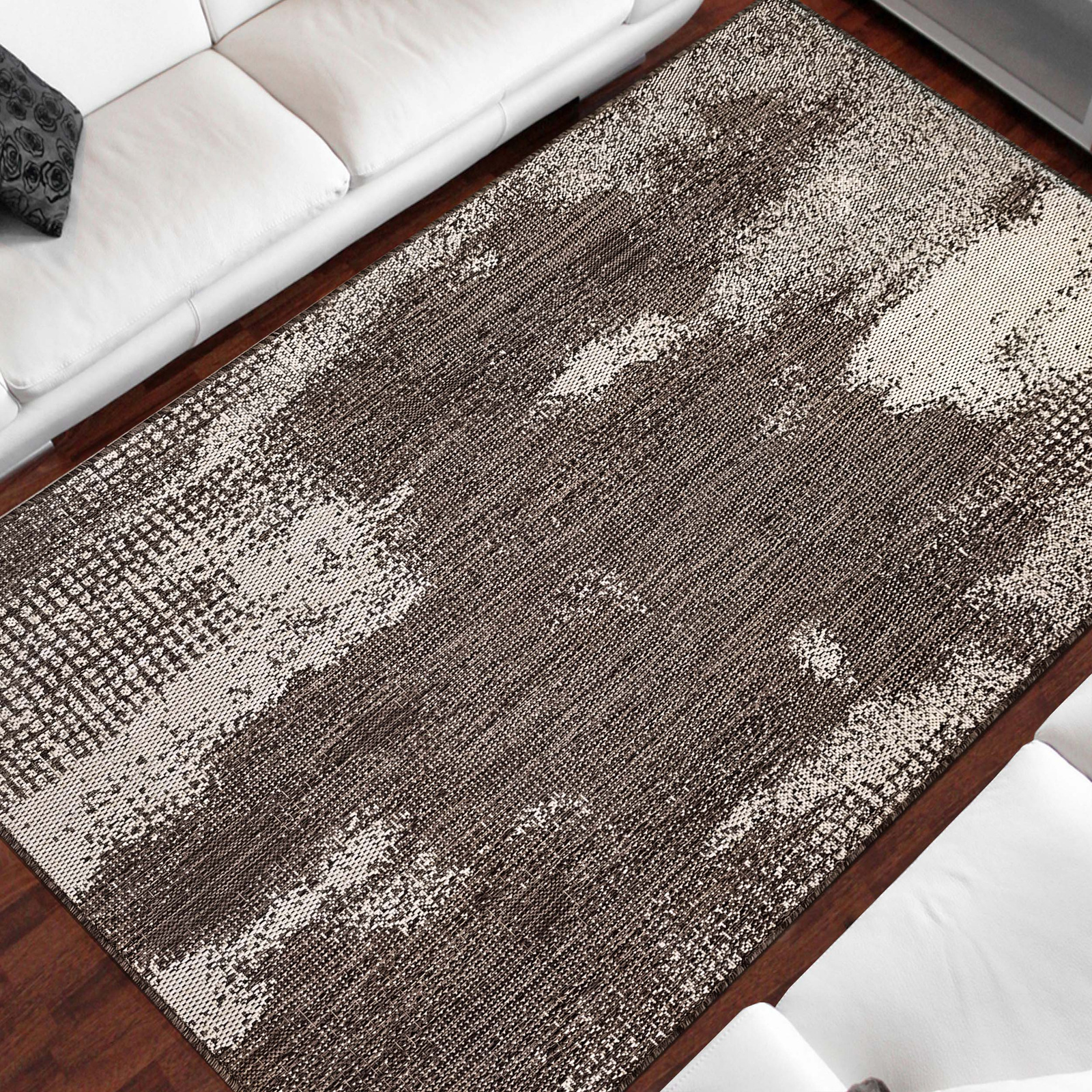 Nowoczesny dywan sznurkowy OUTDOOR dwustronny MODERN 10 brązowy