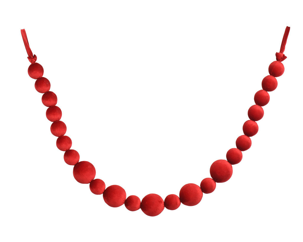 Girlanda z bombek aksamitna czerwona 150cm kulki 5x8cm, 18x5,5cm