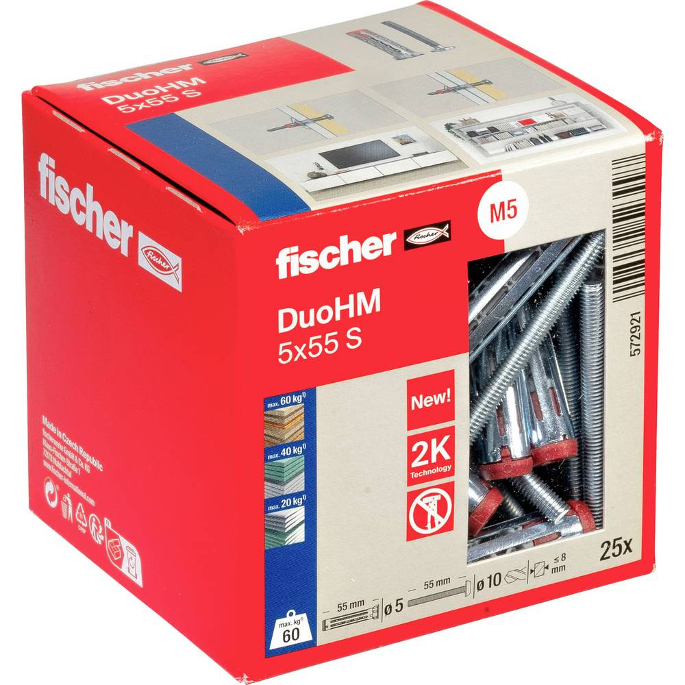 Kotwa do pustaków ściennych DuoHM 5x55mm S PH PZ 25 sztuk Fischer