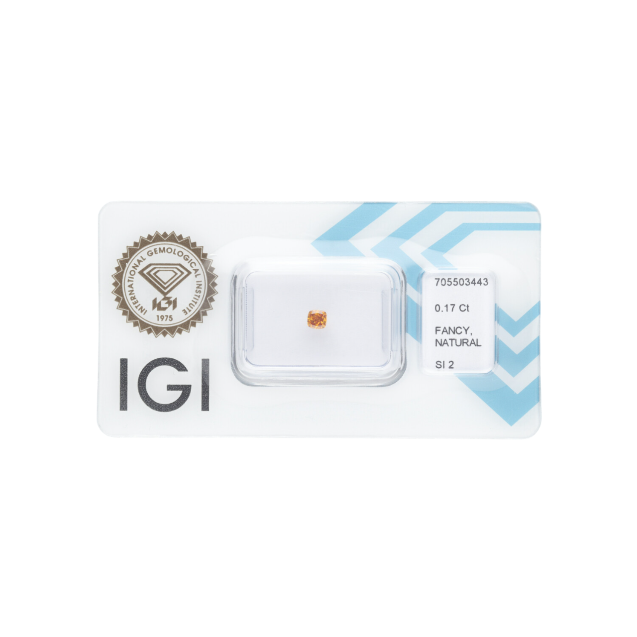 Diament naturalny 0,17 CT / Natural Fancy Intense Yellow Orange / Square Cushion Modified Brilliant / SI2 / G - wysyłka 24 h! - Mennica Skarbowa