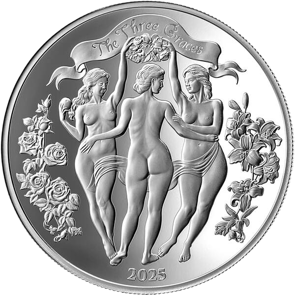 Srebrna moneta Niebiańskie piękno: Trzy Gracje 1 uncje 2025 - wysyłka 24 h! - Mennica Skarbowa