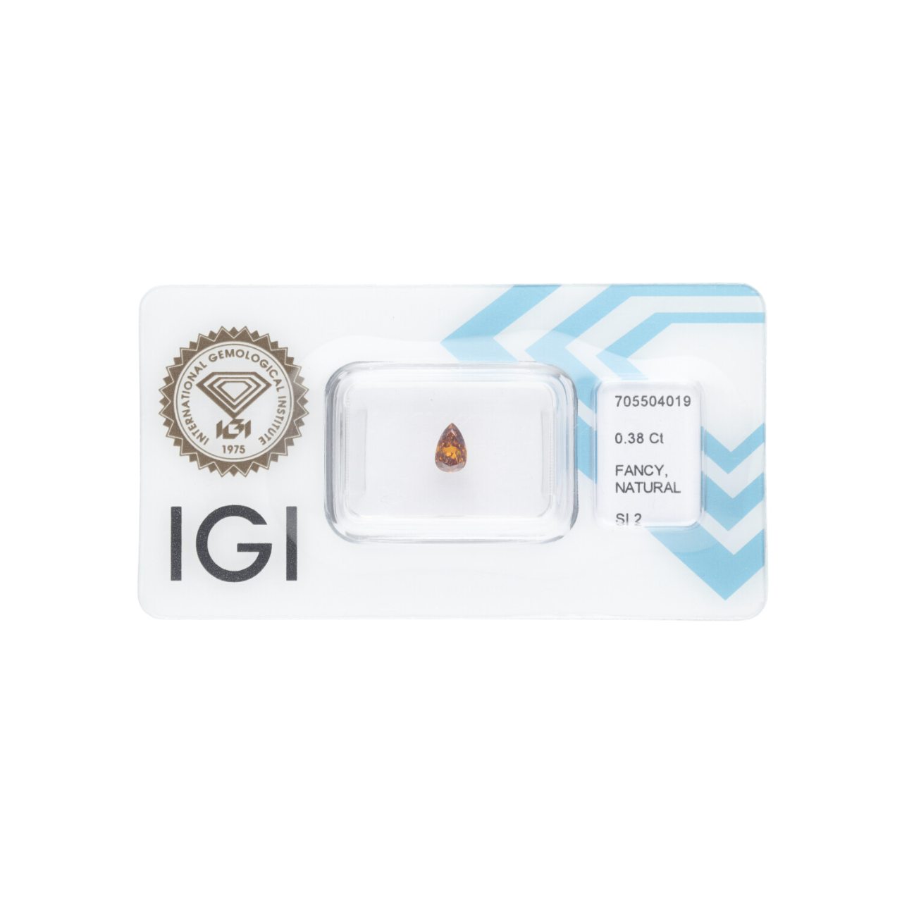 Diament naturalny 0,38 CT / Natural Fancy Deep Yellowish Orange / Pear Modified Brilliant / SI2 / G - wysyłka 24 h! - Mennica Skarbowa