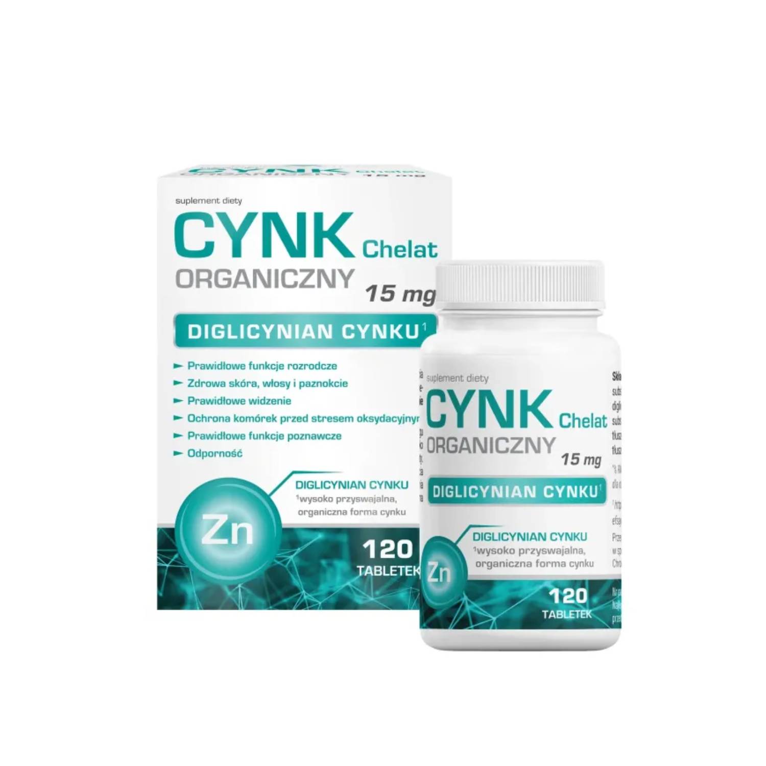 Domowa apteczka cynk chelat organiczny, 120 tabletek