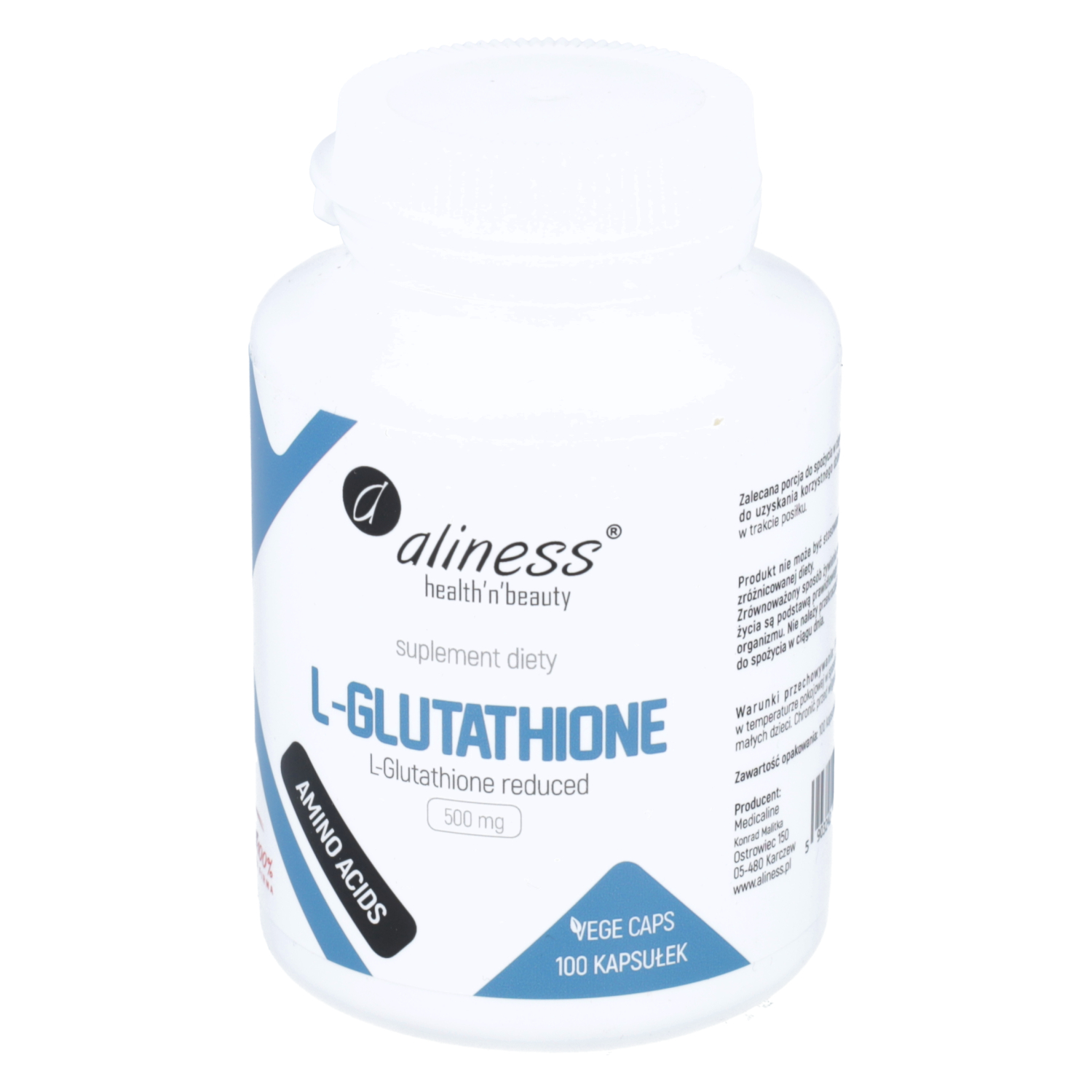 Aliness l-glutathione 500 mg, 100 kapsułek